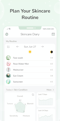 Android application Skincare Routine Diary screenshort
