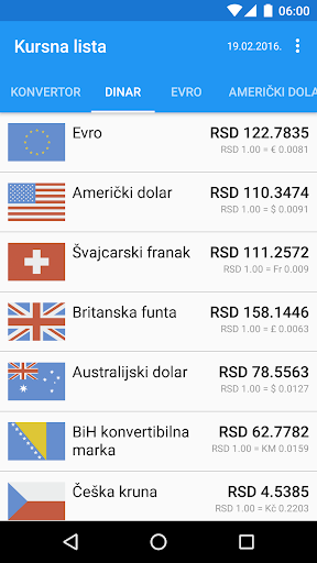 Android application Kursna Lista screenshort