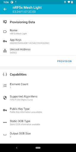 Screenshot of nRF Mesh