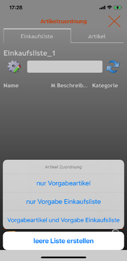 EniShoppingList Screen 2