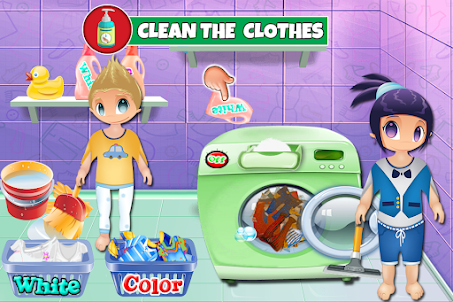 Kid House Cleanup Laundry Game
