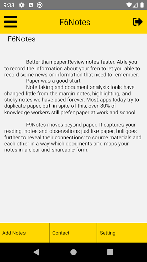 F6Notes Screen 2