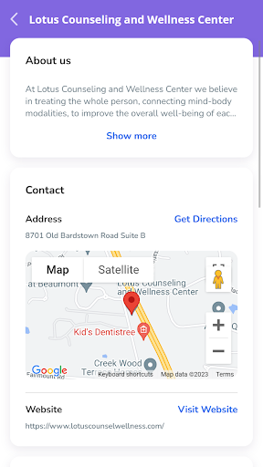 Android application Lotus Counsel Wellness Center screenshort