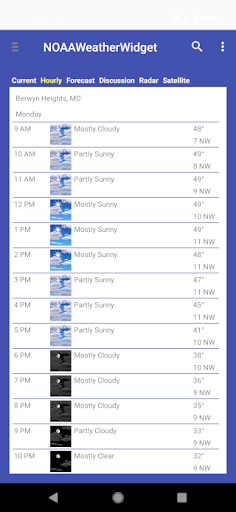 NOAA Weather Screen 2