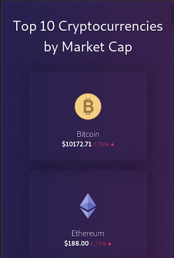 Android application Crypto Tracker - track Bitcoin screenshort