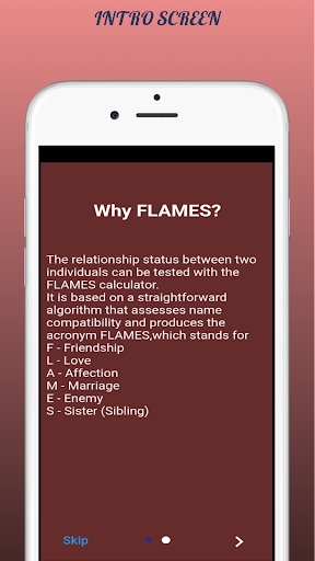 Android application FLAMES - FUNNY GAME screenshort