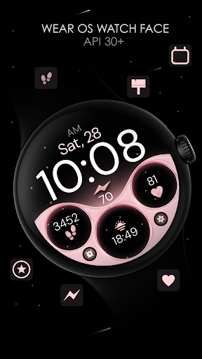 Android application Rose Gold digital watch face screenshort