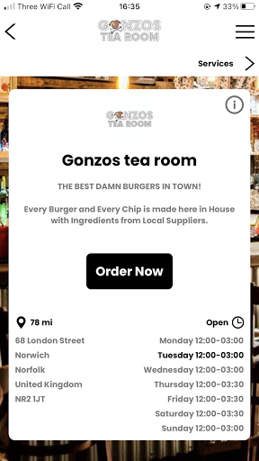 Android application Gonzos Tea Room screenshort
