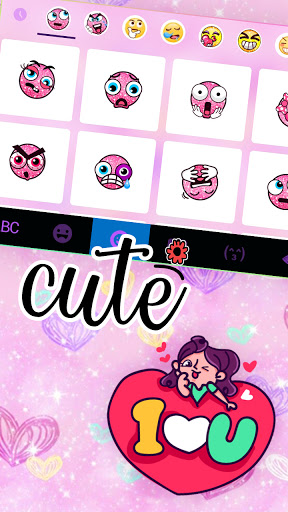 Doodle Hearts SMS Keyboard Bac Screen 3