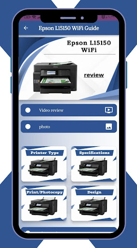 Android application Epson L15150 WiFi guide screenshort