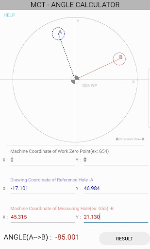 Android application MCT - Hole Angle Calculator screenshort