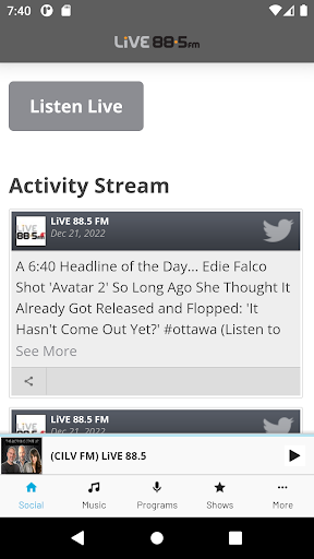 Android application LIVE 88.5 FM screenshort