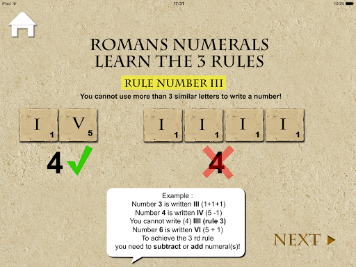 Roman Numerals Screen 3