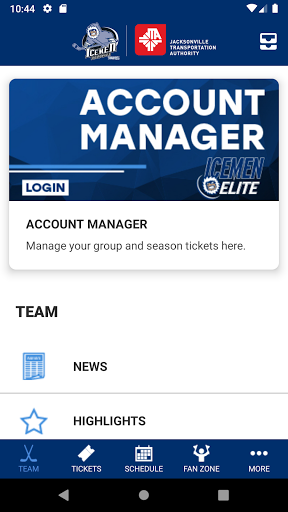 Android application Jacksonville Icemen screenshort