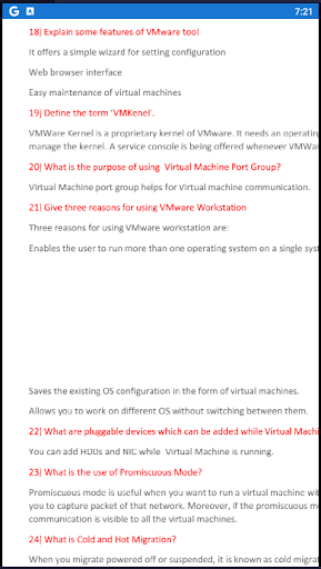 VMware interview Questions Screen 2
