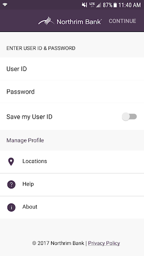 Android application Northrim Bank Personal Banking screenshort