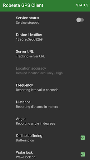 Android application Robeeta GPS Client screenshort
