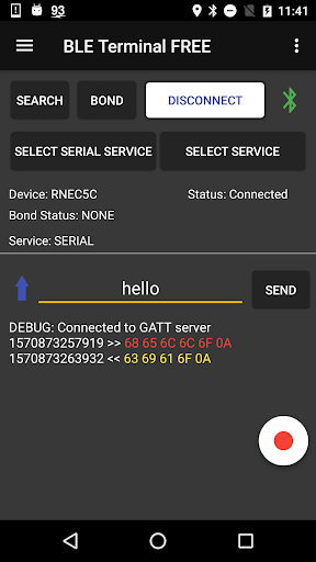 BLE Terminal Screen 3