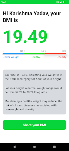 Smart BMI Calculator Screen 3
