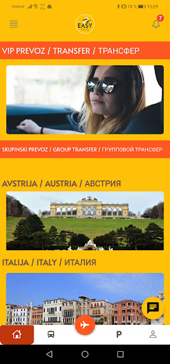 Android application EasyDrive prevoz na letališče screenshort