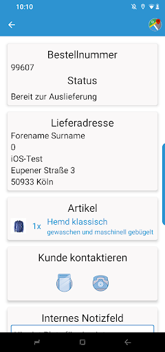 WaschMal Fahrer App Screen 2