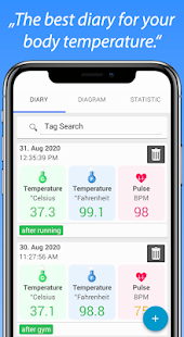 Body Temperature Fever Thermometer Diary Screenshot