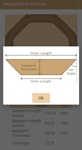 Woodturning Segment Calculator Screen 2