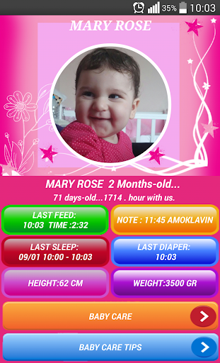 Android application My Baby Care screenshort