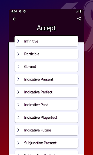English Verb Conjugator Screen 3