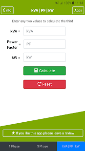 kVA Calculator Screenshot
