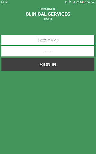 Android application Franchising Application PWD screenshort