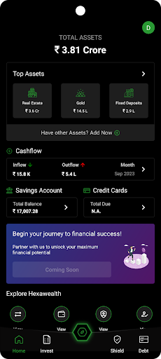 Android application Hexawealth screenshort