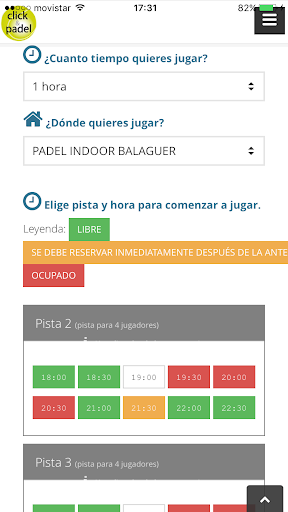 Click and Padel Screen 2