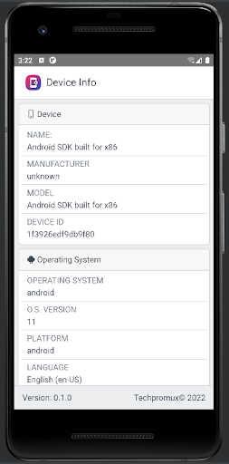 Android application Device Info screenshort