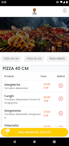 Android application PIZZA ZONE screenshort