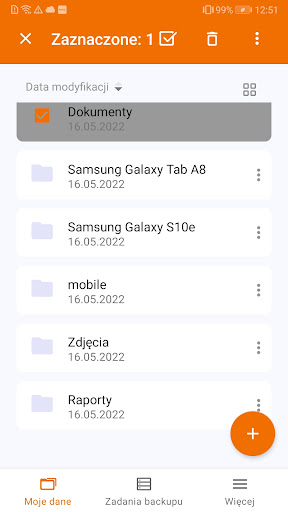 Backup danych Screen 2