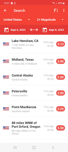 Screenshot of My Earthquake Alerts Pro