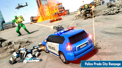 Police Prado Robot Car Transform War Robot Games