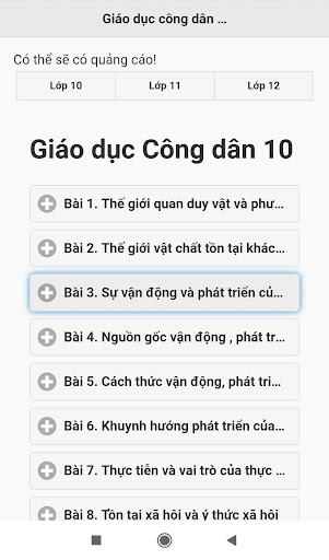 Android application Học tốt Giáo dục công dân 10, screenshort