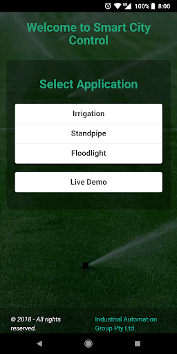 Android application Smart City Control screenshort