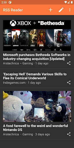 Android application RSS Reader Edge screenshort