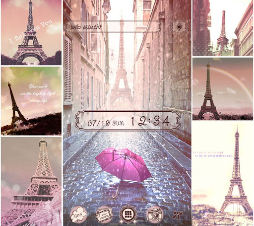 Android application Theme Rain at the Eiffel Tower screenshort