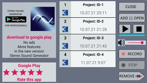 Android application Signal generator screenshort