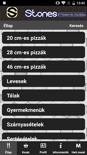 Android application Stones Étterem és Pizzéria screenshort