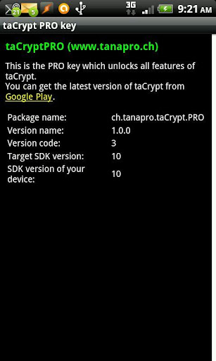 Android application taCryptPRO screenshort