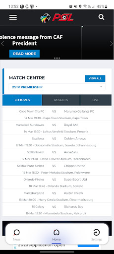 Android application PSL South Africa screenshort