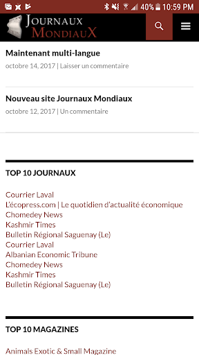 Journaux Mondiaux Screen 3