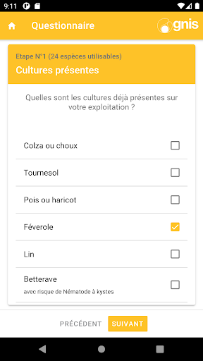Android application OAD couverts faune sauvage screenshort