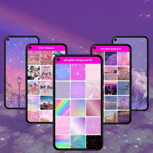 pink glitter background GIF logo