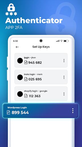 Android application Authenticator App screenshort